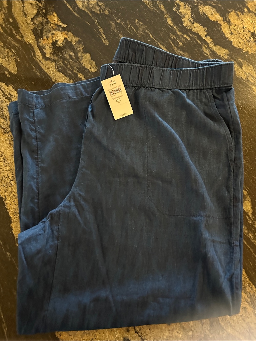 J. Jill Navy Blue Patterned Capris
